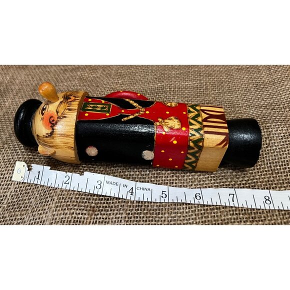 Hand-Painted Wooden Nutcracker Mug Figurine 6 Inches Tall Black & Red Folk Art V - Picture 6 of 6